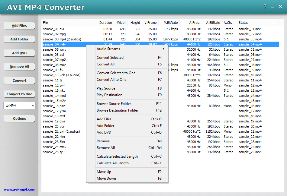 AVI MP4 Converter screenshot